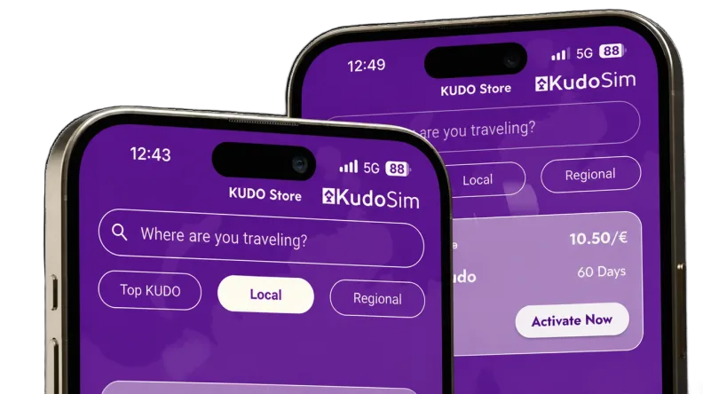 Kudo eSIM App auf einem Handy